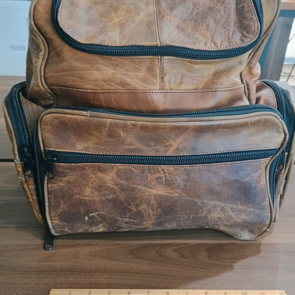 Large Brown Leather Backpack